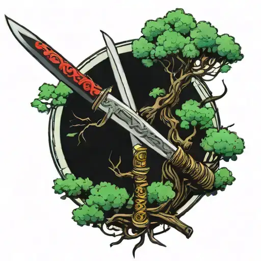Tree Of Life And Katana Sword
