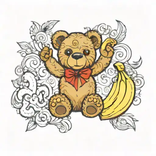 Teddy Bear With Banana And Leeter Bh As Well As The Year 1937