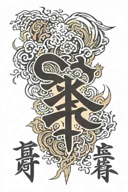 Life Kanji Symbol And Lightling