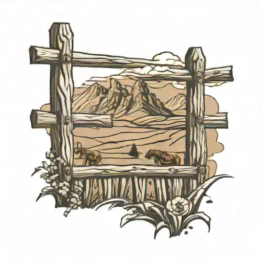 Western Ranch Fence And Mountains