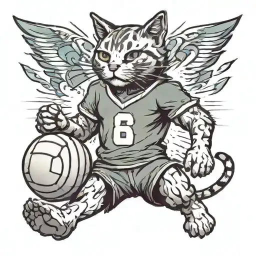Humanized Cat Playing Volleyball