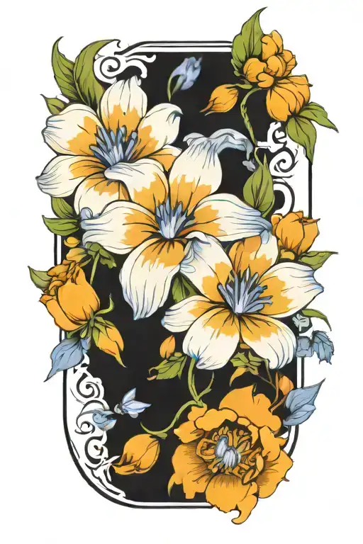 Bluebonnets And Marigolds