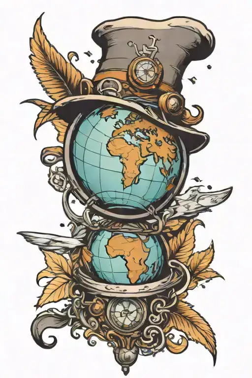 Traveler Tatto With Earth Globe