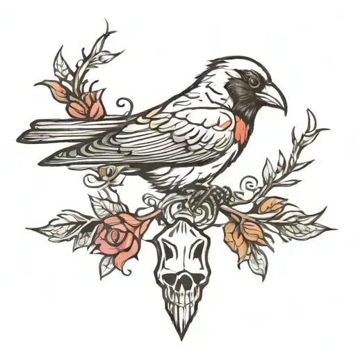 Raven Cardinal Skull Dark Night