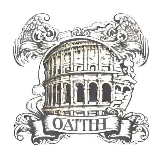 Word Oath Written Inside Roman Coloseum