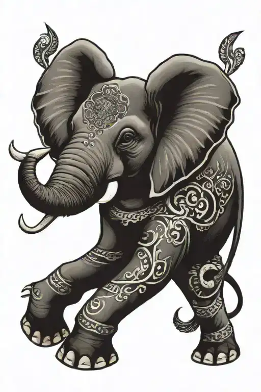 Elephant With Number 92 On Arm Band
