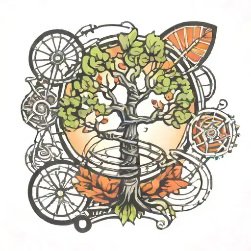 Tree And Dna Strips Spiraling