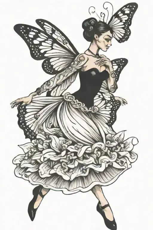 Black Ballerina With Butterfly Wings