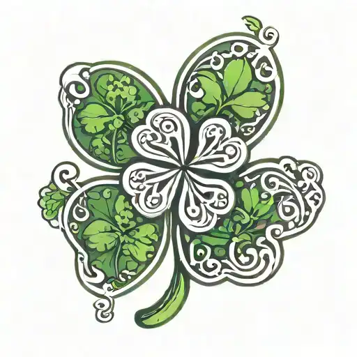 Four Leaf Clover With Names And Paw Print With Name