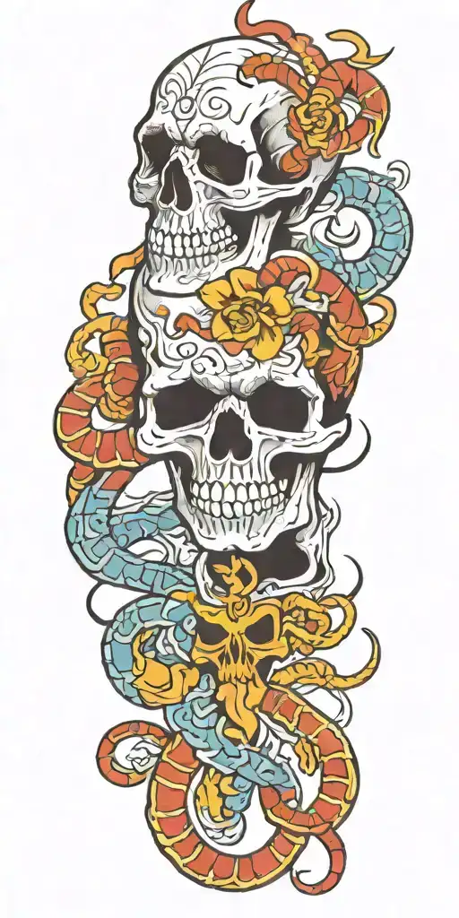 Color Skull And Scorpion