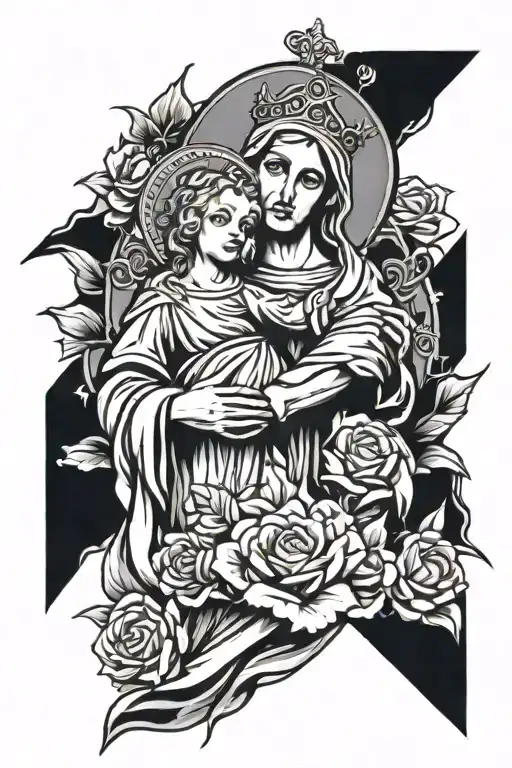 Holy Mary With Jesus Christ