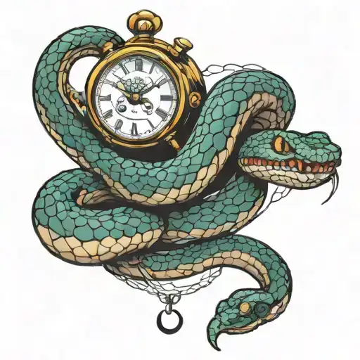 Snake Wrapped Around Clock