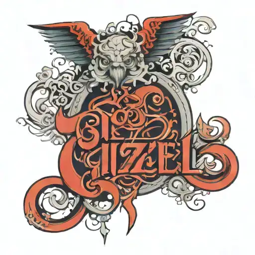The Word Gizell In Red With Some Shading