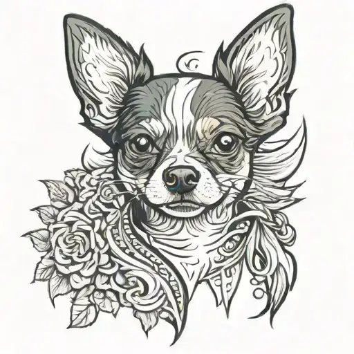 Tri Colour Chihuahua Dog Head Looking Like A Boss