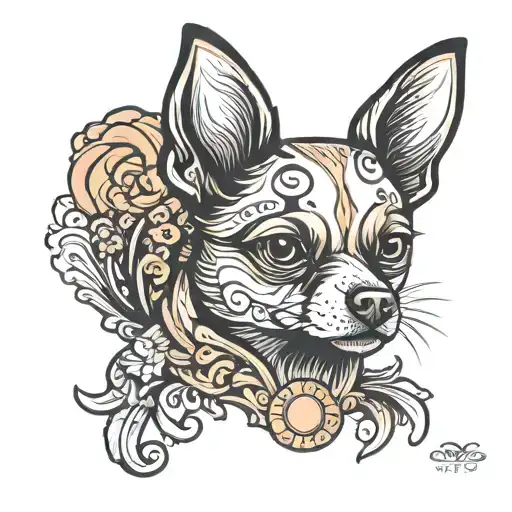 Tri Colour Chihuahua Dog Head From Mexico