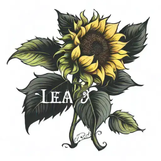 Sunflower With The Lettering Lea