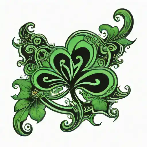 A 3 Leaf Clover With The Number 12 In Tribal Style
