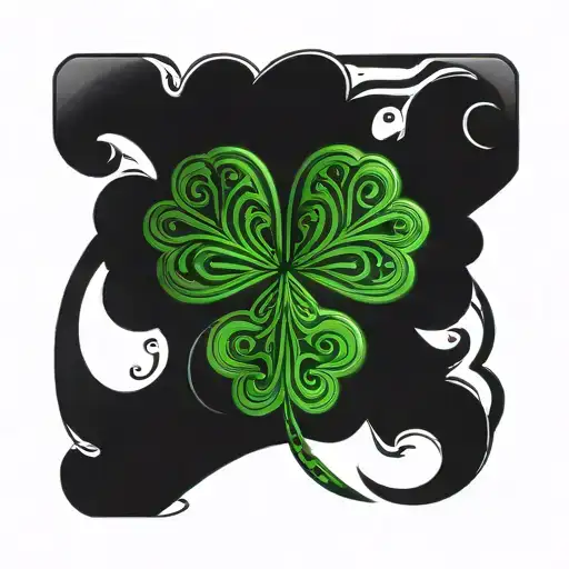 A 3 Leaf Clover With The Number 12 In Tribal Style