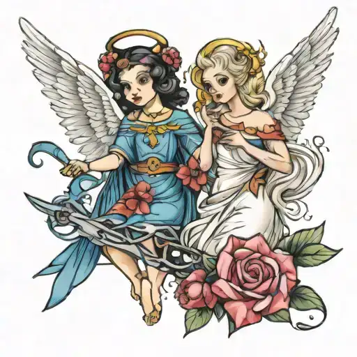 Two Angels But One Of Them Is Sagittarius And Another Is Virgin