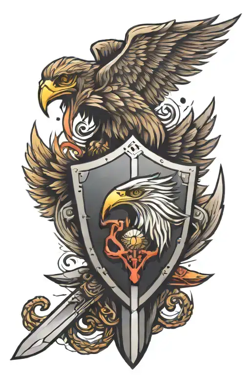 Sword And Shield With Helmet And Eagle