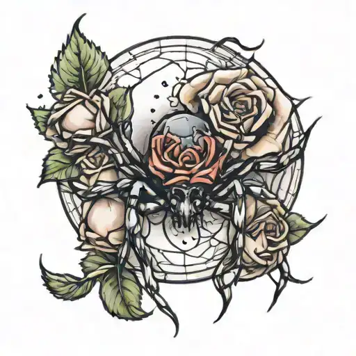 Spider And A Rose Wrapped Round Moon