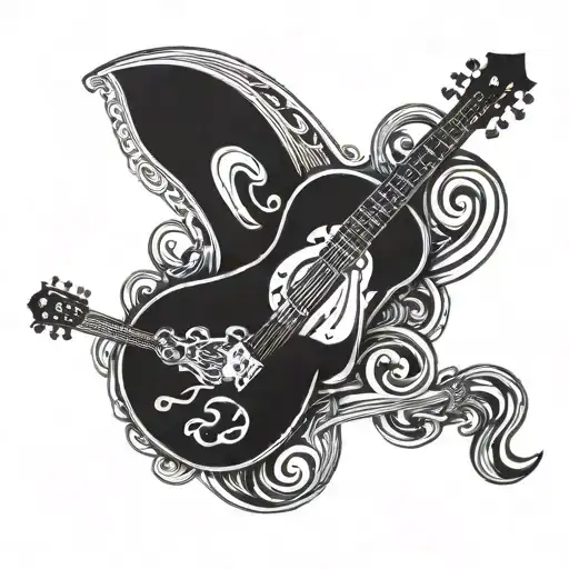 Guitar And Music Note Intertwined