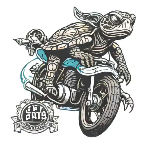 Cool Turtle On Cafe Racer Bike Racing