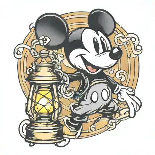 Mickey Mouse Holding A Lantern Ring Finger