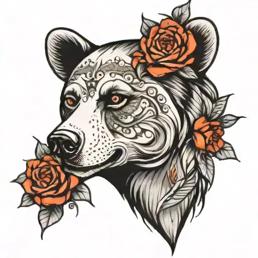 Half Woman Half Bear Face