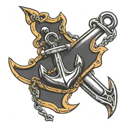 Rudder And Anchor Cross Chains Light Colered