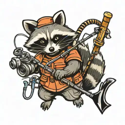 Raccoon Holding Fishing Rod
