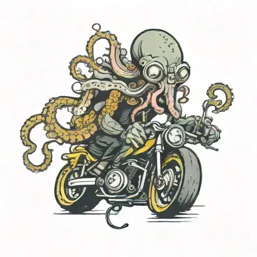 Octopus Driving Motorcycle