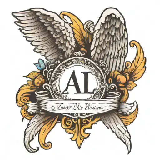 Angel Wings With The Initials Ajl