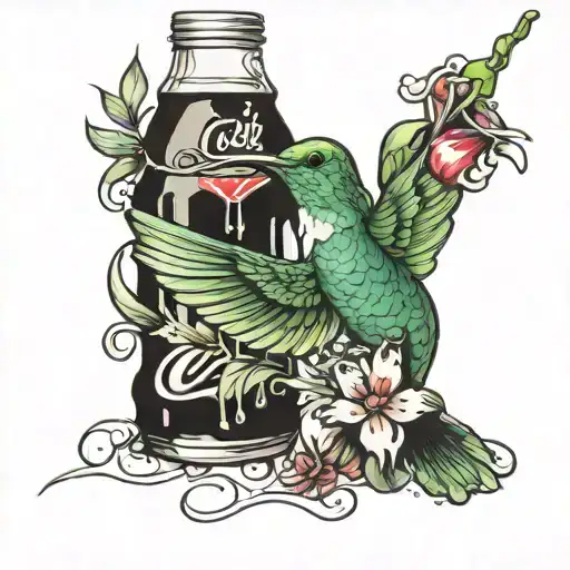 Hummingbird Drinking Out Of A Coca Cola Bottle