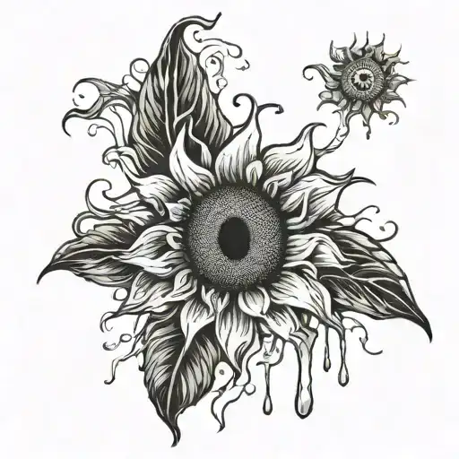 Dying Sunflower With Tears