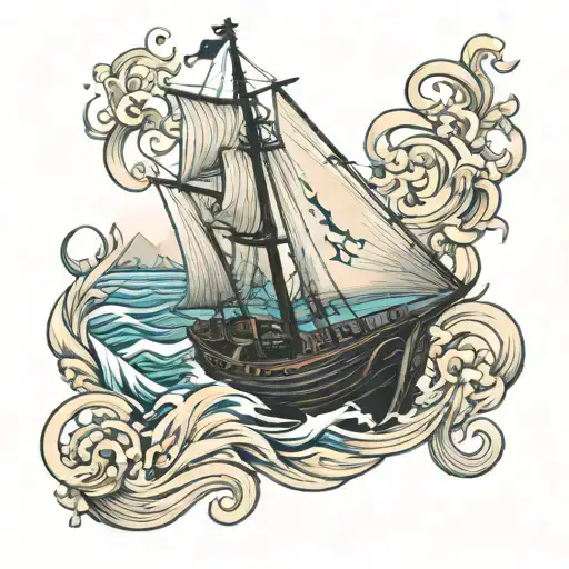 Irish River Sea Guitar Ship Sailing