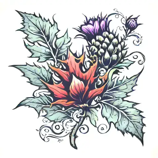 Scottish Thistle & Canadian Maple Leaf