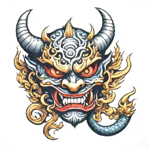 Oni Mask With A Dragon Wrapped