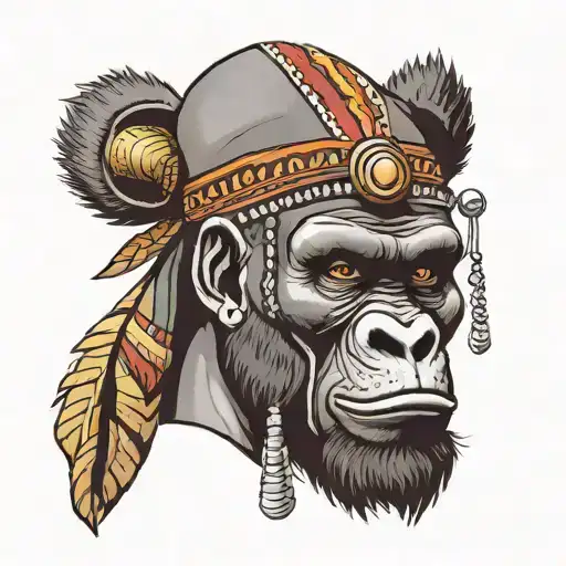 African Man With Gorilla Head Gear