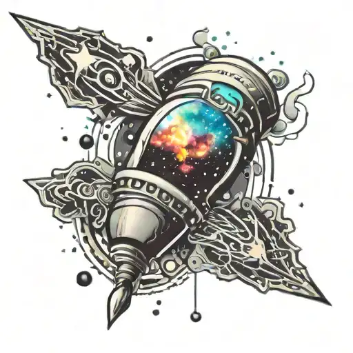 A Tattoo On The Arm With A Galaxy Absorbing The Arm