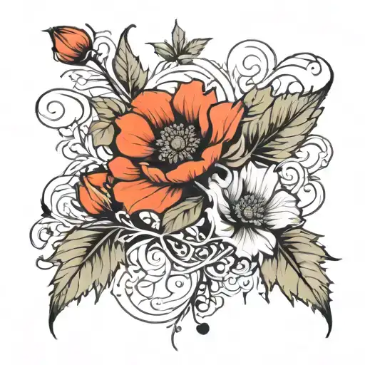 Maple Leaf And Poppy Arm Sleeve