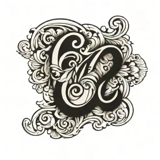 Finger Tattoo Of Initial C With Design And Number 13