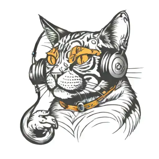 Cat Listening To Music