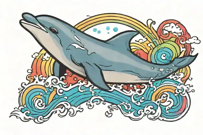 Dolphin Jumping Rainbow Print Name Dusty