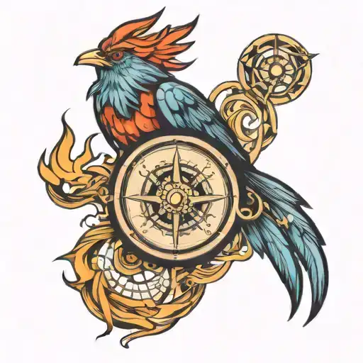 Compass With Phoenix Bird