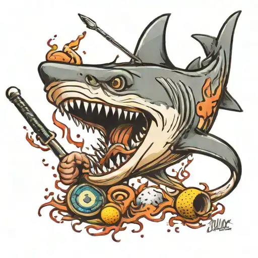 Shark Eating Golf Clubs
