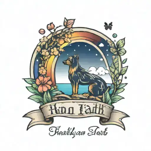 Rainbow Bridge With Paw Print Hope Faith And Love Symbol