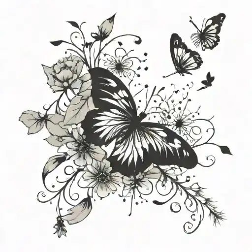 Dandelion Wish With Butterfly And Birds