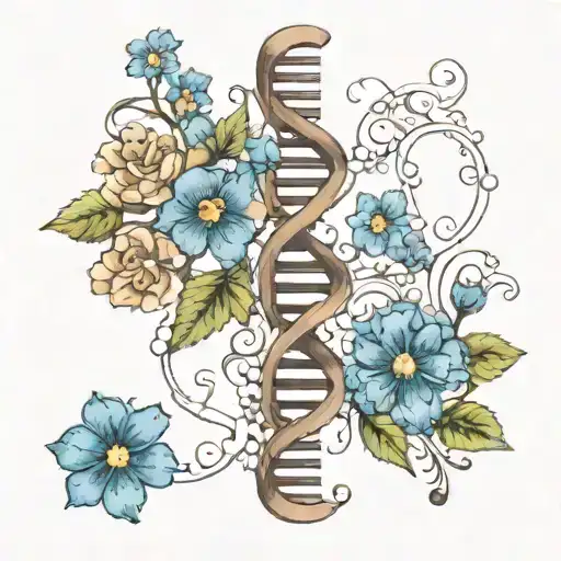 Dna Molecule With Autism Puzzle And Forget Me Not Flowers