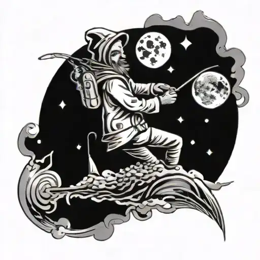 Man Fishing On The Moon